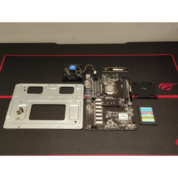 Μεταχειρισμένο Σετ Mining Rig με ASRock H110 Pro BTC+,  Intel Celeron G3900, 4GB DDR4, M.2 120GB, SSD 120GB - 