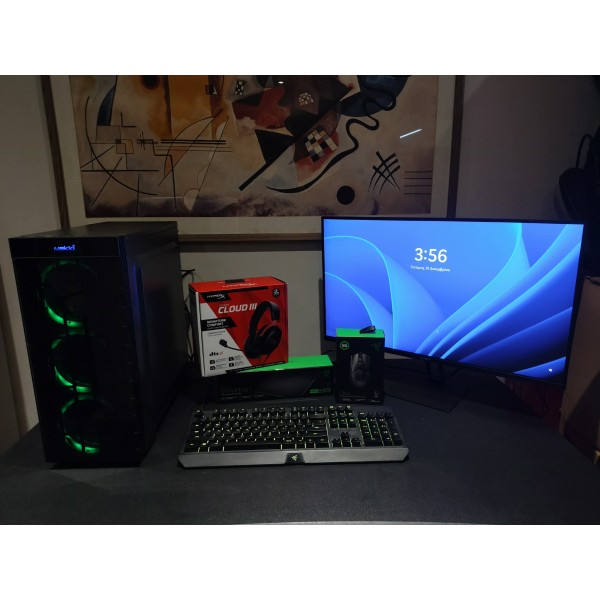 Σετ Μεταχειρισμένου gaming PC - Razer Build Intel Core i5-9400F, GTX 1660, RAM 16 GB, SSD M2 120GB, HDD 1TB, RGB Φωτισμό με οθόνη Xiaomi, πληκτρολόγιο, ποντίκι, mousepad και ακουστικά - Μεταχειρισμένα Gaming PC