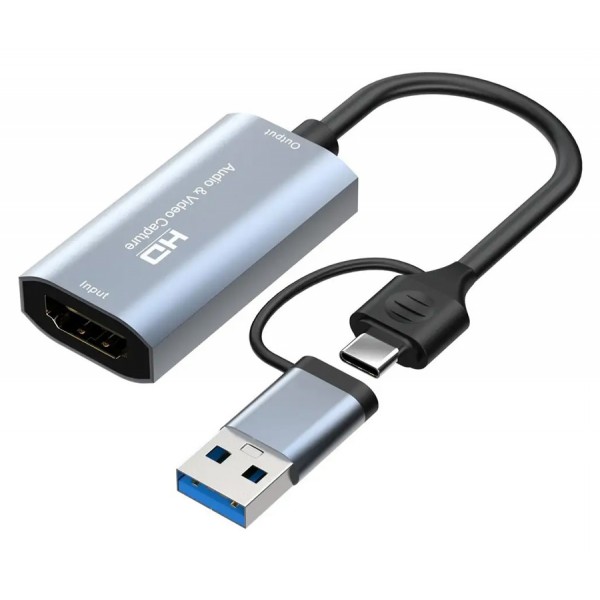 CABLETIME HDMI video capture CT-ACHC-AG, USB & USB-C, 4K/60Hz, γκρι - CABLETIME
