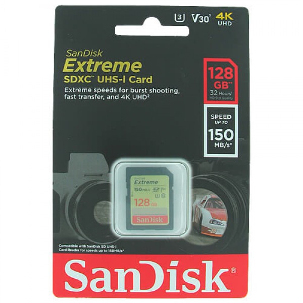 Κάρτα μνήμης SanDisk 128GB Extreme SDSDXV5-128G-GNCIN SDXC Memory Card C10 U3 V30 UHS-I - Περιφερειακά-Accessories