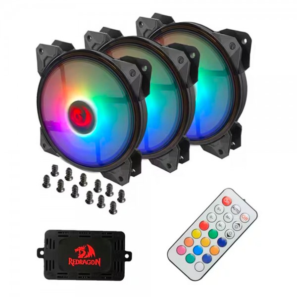 Case Fans Redragon GC F011 120mm RGB PWM Black (3-Pack) - 