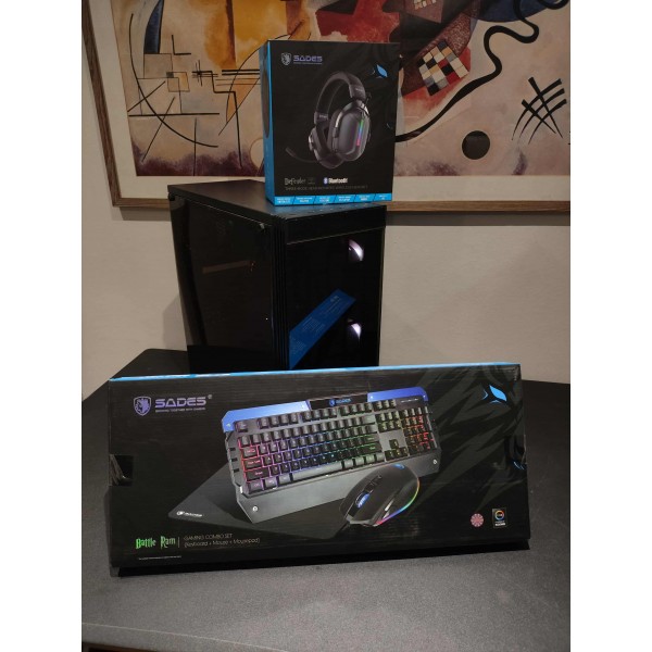 Σετ SADES - Μεταχειρισμένο gaming PC Build Intel Core i5-9400F, GTX 1080, RAM 16 GB, SSD M2 120GB, RGB Φωτισμό με πληκτρολόγιο, ποντίκι, mousepad και ακουστικά - Μεταχειρισμένα Gaming PC