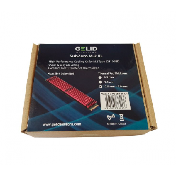 SubZero M.2 XL SSD Cooling Kit (M2-SSD-20-A-4) - Red - Gelid