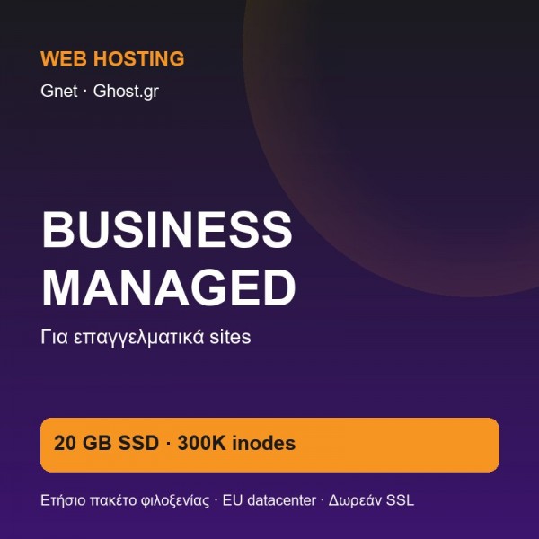 Web Hosting Business Managed – Ετήσια φιλοξενία ιστοσελίδας (20 GB SSD) - 