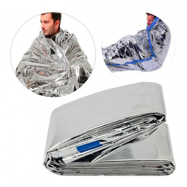 Θερμική κουβέρτα εκτάκτου ανάγκης AG404, 130 x 210cm, ασημί - UNBRANDED