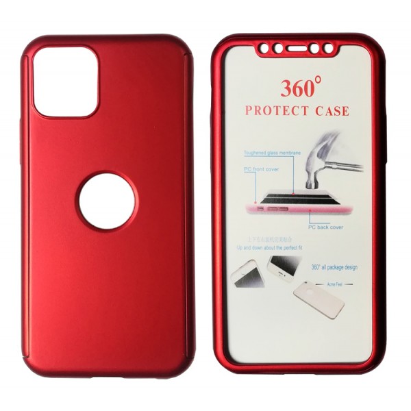 POWERTECH Θήκη Body 360° με Tempered Glass, iPhone 11 Pro Max, κόκκινη - Powertech