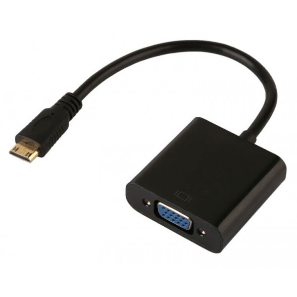 POWERTECH αντάπτορας mini HDMI σε VGA CAB-H031, 0.20m, μαύρος - Εικόνα
