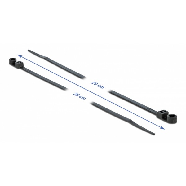 DELOCK Δεματικά καλωδίων 18950 με οπή στερέωσης, 200x4.8mm, μαύρα, 10τμχ - DeLock