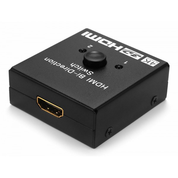POWERTECH HDMI switch CAB-H112, 2 σε 1, 4K, bidirectional, μαύρο - KVM - Μετατροπείς