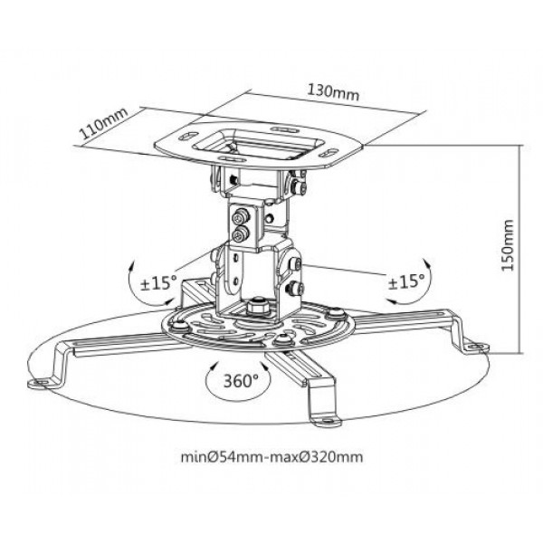 BRATECK Βάση για projectors PRB-18F, οροφής, 360° περιστροφή, έως 13.5kg