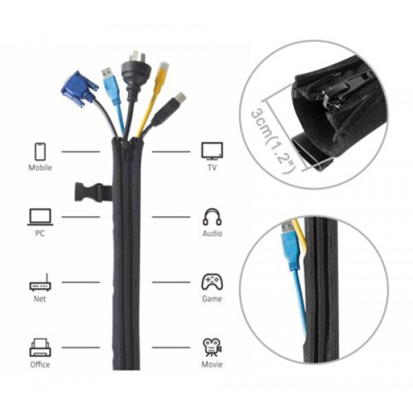 BRATECK κάλυμμα καλωδίων τύπου Flex Wrap CC15-1, με φερμουάρ, Φ30cm x1m