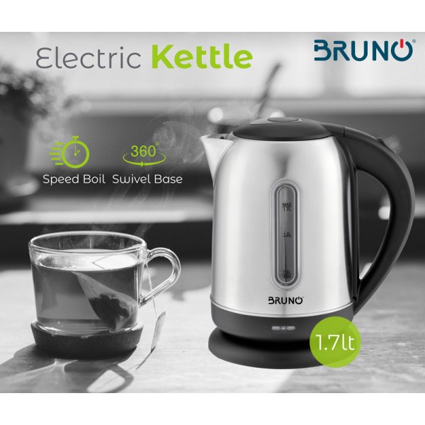 BRUNO Ηλεκτρικός βραστήρας BRN-0029, 2200W, 1.7lt, βάση 360° - BRUNO