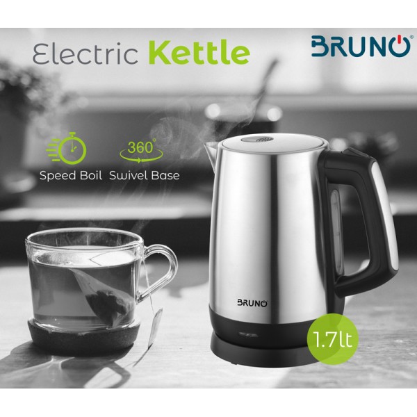 BRUNO Ηλεκτρικός βραστήρας BRN-0030, 2200W, 1.7lt, βάση 360° - BRUNO