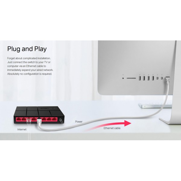 MERCUSYS Desktop Switch MS108G, 8x 10/100/1000 Mbps, Ver. 1