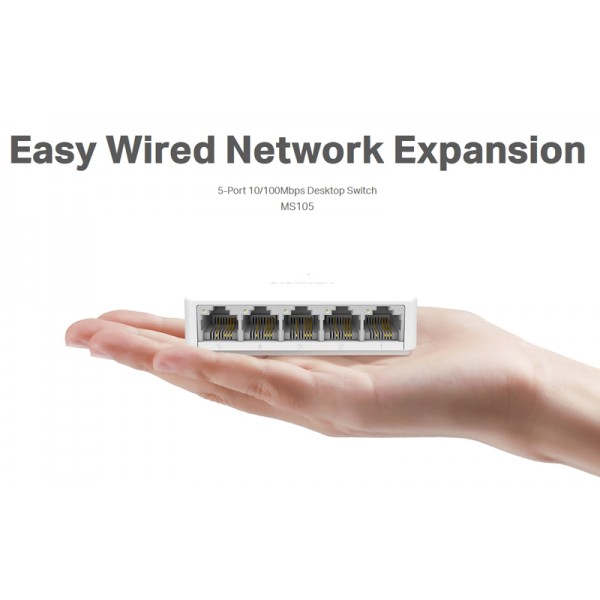 MERCUSYS Desktop Switch MS105, 5x 10/100 Mbps, Ver. 2 - MERCUSYS