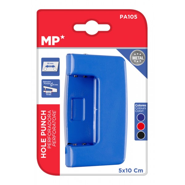 MP διακορευτής PA105-BL, 5 x 10cm, 2 τρύπες, μπλε - Αναλώσιμα - Είδη Γραφείου