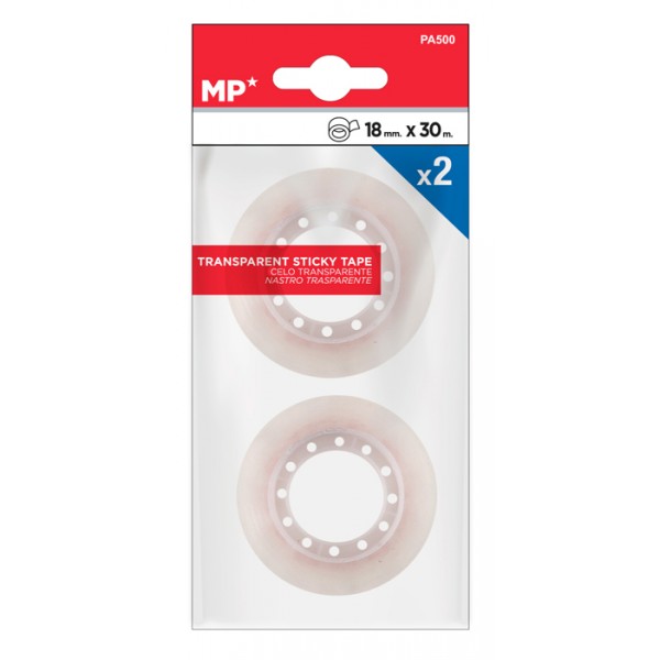 MP κολλητική ταινία PA500, διάφανη, 18mm, 30m, 2τμχ - Γραφική Ύλη