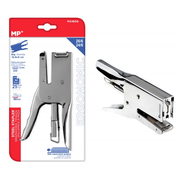 MP μεταλλικό συρραπτικό PA160G, 16.8 x 9cm, 24/6-26/6, 25 φύλλα - Αναλώσιμα - Είδη Γραφείου