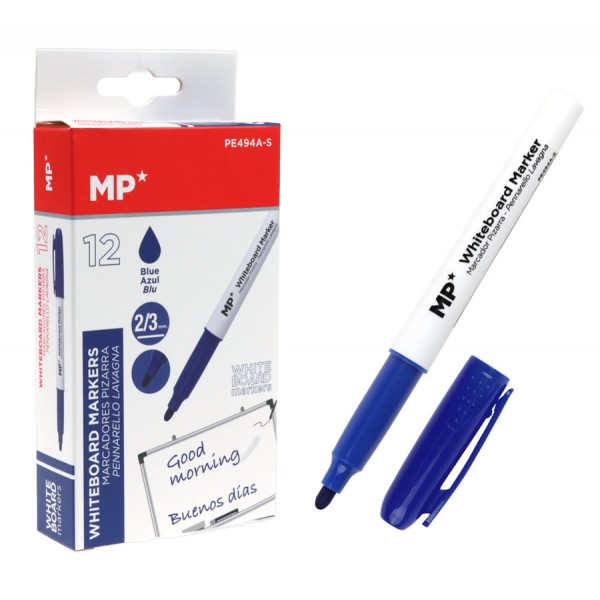 MP Μαρκαδόρος ασπροπίνακα PE494A-S, πάχος μύτης 2-3mm, μπλε, 12τμχ - Γραφική Ύλη