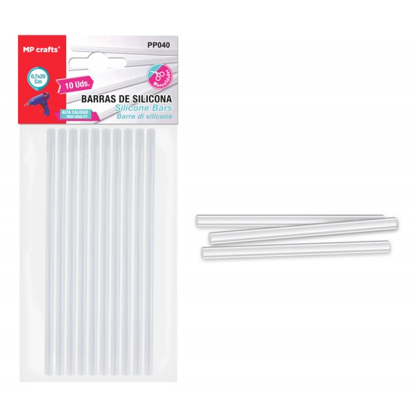 MP μπάρες σιλικόνης PP040 για θερμοπίστολο, 7.1mm x 20cm, 10τμχ - MP