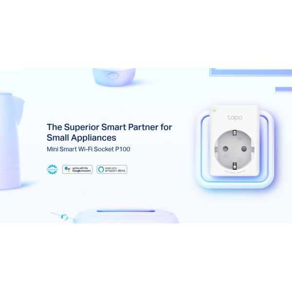 TP-LINK smart αντάπτορας ρεύματος TAPO-P100, Wi-Fi, ΒΤ, 4τμχ, Ver. 1.0