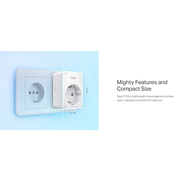 TP-LINK smart αντάπτορας ρεύματος TAPO-P100, Wi-Fi, ΒΤ, 4τμχ, Ver. 1.0