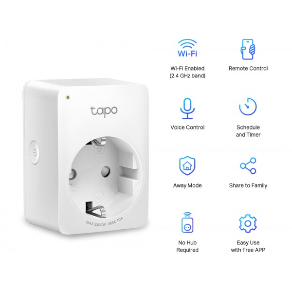 TP-LINK smart αντάπτορας ρεύματος TAPO-P100, Wi-Fi, ΒΤ, 4τμχ, Ver. 1.0 - tp-link