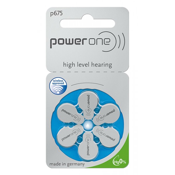 POWER ONE μπαταρίες ακουστικών βαρηκοΐας P675, mercury free, 1.45V, 6τμχ - POWER ONE