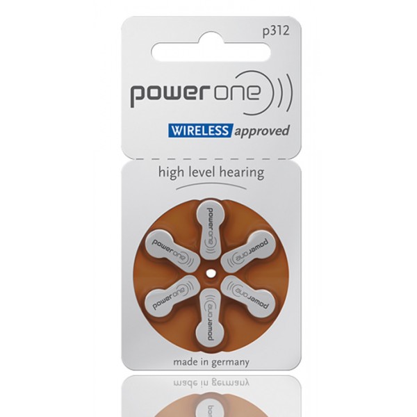 POWER ONE μπαταρίες ακουστικών βαρηκοΐας P312, mercury free, 1.45V, 6τμχ - POWER ONE