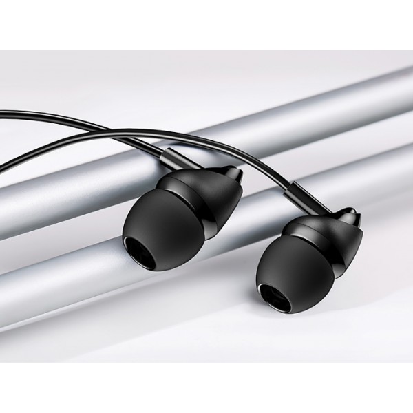 USAMS earphones με μικρόφωνο EP-39, 3.5mm σύνδεση, Φ10mm, 1.2m, μαύρα - Ακουστικά - Bluetooth