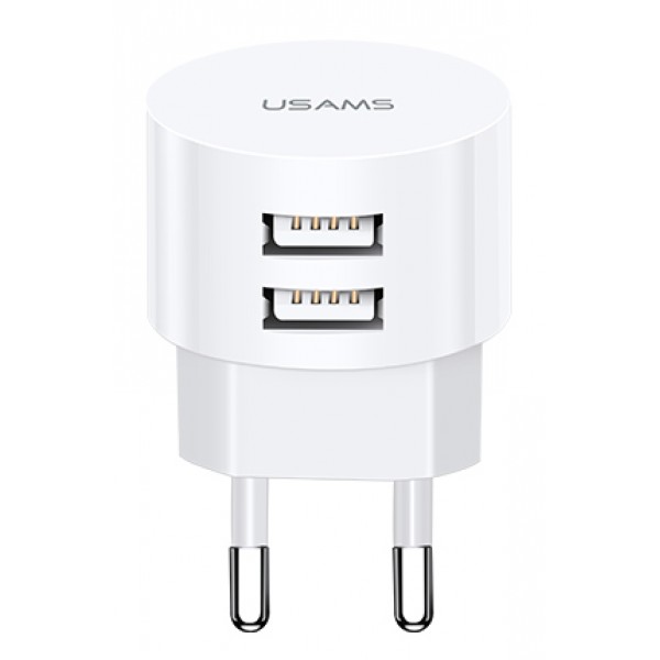 USAMS φορτιστής τοίχου T20, 2x USB, 2.1A, λευκός - Αξεσουάρ Κινητών