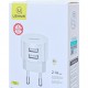 USAMS φορτιστής τοίχου T20, 2x USB, 2.1A, λευκός