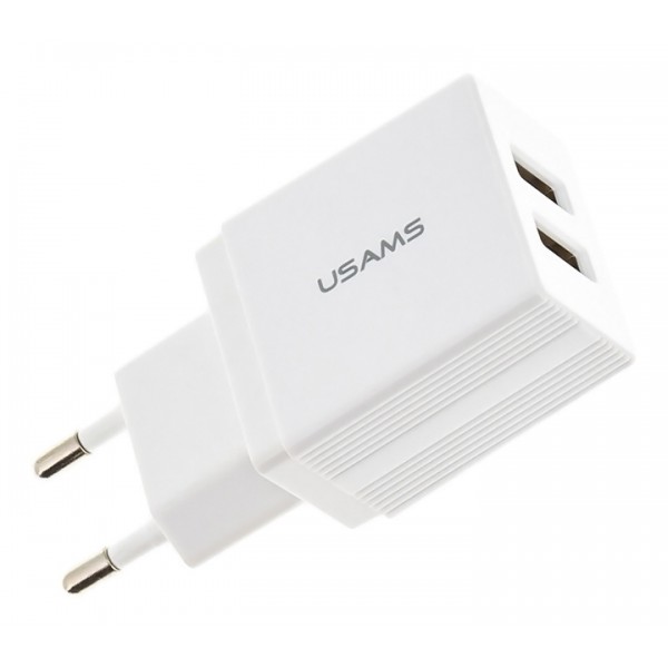 USAMS φορτιστής τοίχου T24 US-CC090, 2x USB, 2.1A, λευκός - Αξεσουάρ Κινητών