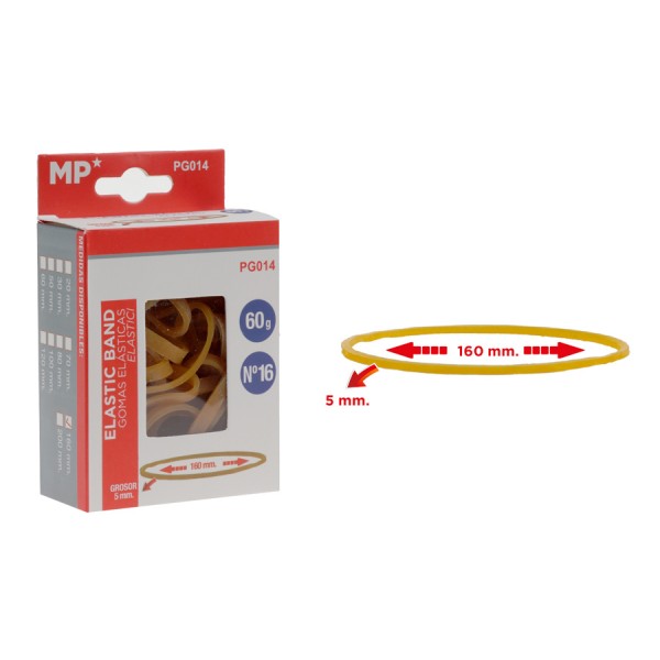MP λαστιχάκια συσκευασίας PG014 σε κουτί, No16, 5x160mm, 60g - Αναλώσιμα - Είδη Γραφείου