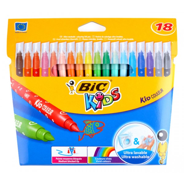 BIC σετ χρωματιστών μαρκαδόρων ζωγραφικής 21600273 KID Couleur, 18τμχ - Αναλώσιμα - Είδη Γραφείου