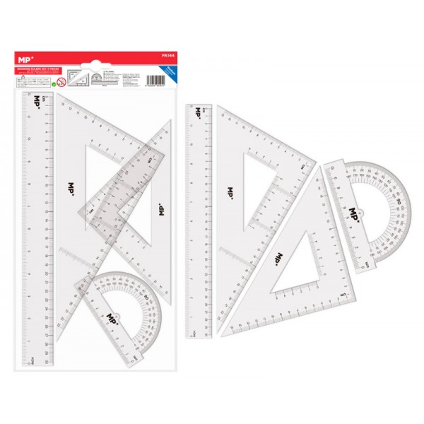 MP σετ χάρακες PA144, διάφανο πλαστικό, 4 τμχ - Γραφική Ύλη