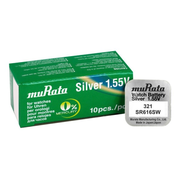 MURATA μπαταρία Silver Oxide για ρολόγια SR616SW, 1.55V, No 321, 10τμχ - Μπαταρίες Ρολογιού
