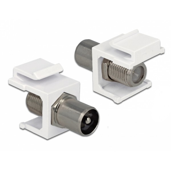 POWERTECH adapter καλωδίου κεραίας TV CAB-N155 για patch panel, λευκό - Δικτυακός Εξοπλισμός