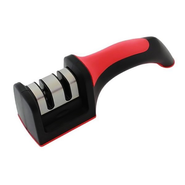 Ακονιστήρι μαχαιριών AG422B, 2 επιπέδων, μαύρο-κόκκινο - UNBRANDED