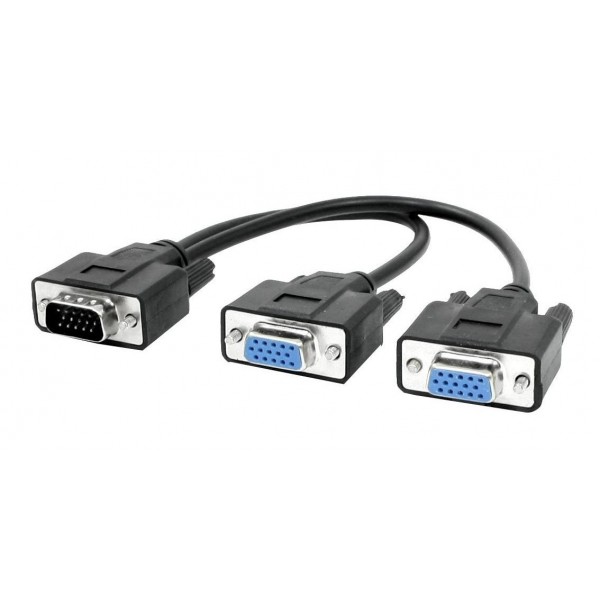 POWERTECH VGA splitter CAB-G014, 2 σε 1, HD, 0.2m, μαύρο - KVM - Μετατροπείς