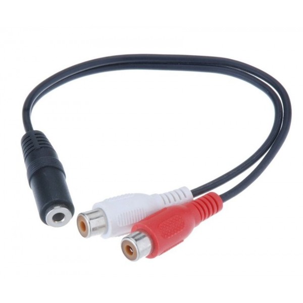 POWERTECH καλώδιο 3.5mm θηλυκό σε 2x RCA θηλυκό CAB-R012 0.20m, μαύρο - Powertech