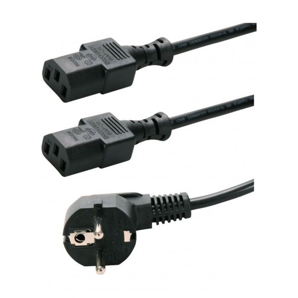 POWERTECH καλώδιο τροφοδοσίας PC για σύνδεση 2 συσκευών P009, 3pin, 1.5m - Τροφοδοσία