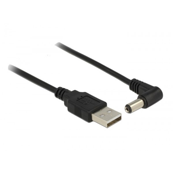DELOCK καλώδιο USB σε DC 5.5 x 2.1mm 83578, γωνιακό, 1.5m, μαύρο - USB