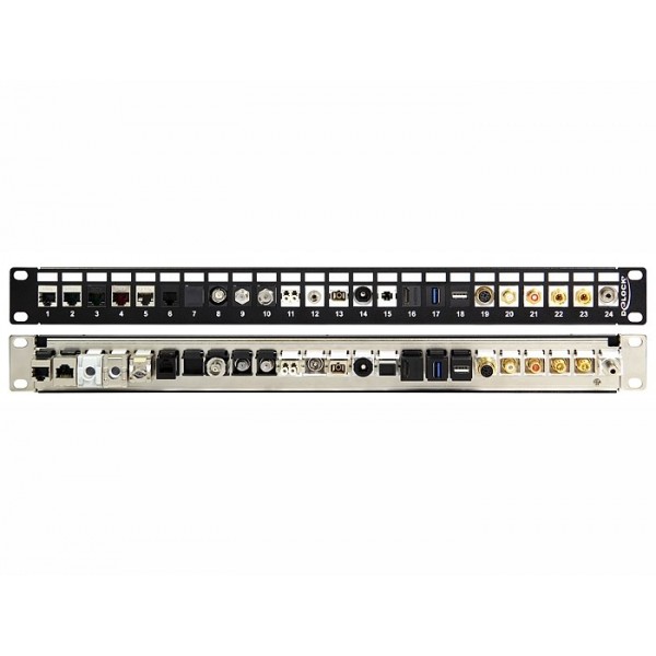 DELOCK keystone patch panel 43277, 19"/1U, 24 ports, μαύρο - Νέα & Ref PC