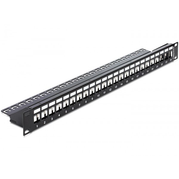DELOCK keystone patch panel 43277, 19"/1U, 24 ports, μαύρο - Νέα & Ref PC