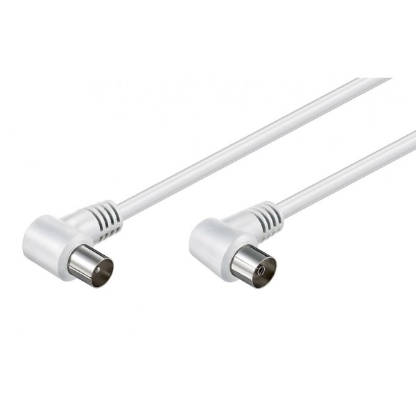 POWERTECH καλώδιο κεραίας RF αρσενικό - RF θηλυκό CAB-V024, γωνιακό, λευκό, 3m - RF (Κεραίας)