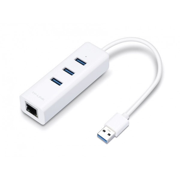 TP-LINK USB Hub UE330 με θύρα δικτύου, 3 θυρών, USB σύνδεση, λευκό - tp-link