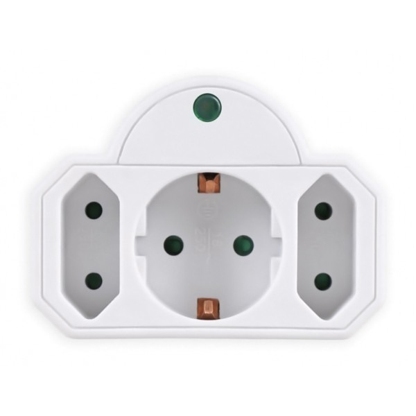 POWERTECH αντάπτορας ρεύματος PT-816, 1x schuko, 2x euro, 16A, λευκός - Τροφοδοσία Ρεύματος