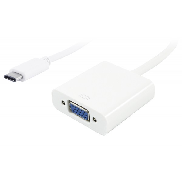 POWERTECH αντάπτορας USB Type-C σε VGA PTH-034, Full HD, λευκό - Powertech