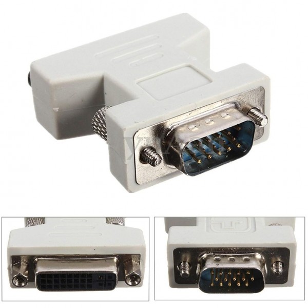 POWERTECH αντάπτορας VGA σε DVI 24+5 CAB-G018, συμβατός με 24+1, λευκός - Περιφερειακά